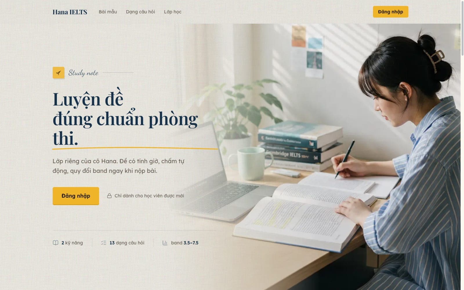 hana-ielts.vercel.app homepage
